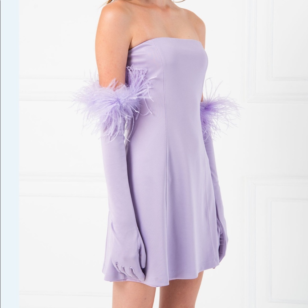 Lilac Off The Shoulder Mini Dress with Gloves
